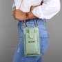 Zoozie Bags 1234 Bolsa de teléfono de cuero con billetera y soporte para tarjetas para mujer, verde menta, 10 x 19 cm