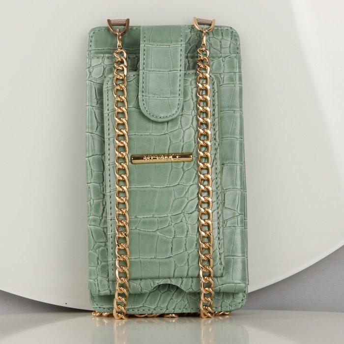 Zoozie Bags 1234 Bolsa de teléfono de cuero con billetera y soporte para tarjetas para mujer, verde menta, 10 x 19 cm Zoozie Bags 1234 Bolsa de teléfono de cuero con billetera y soporte para tarjetas para mujer, verde menta, 10 x 19 cm