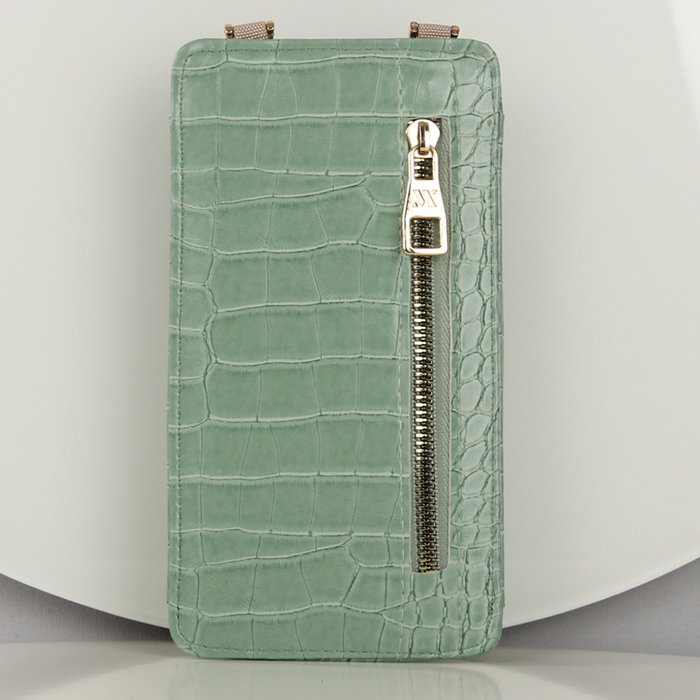 Zoozie Bags 1234 Bolsa de teléfono de cuero con billetera y soporte para tarjetas para mujer, verde menta, 10 x 19 cm Zoozie Bags 1234 Bolsa de teléfono de cuero con billetera y soporte para tarjetas para mujer, verde menta, 10 x 19 cm