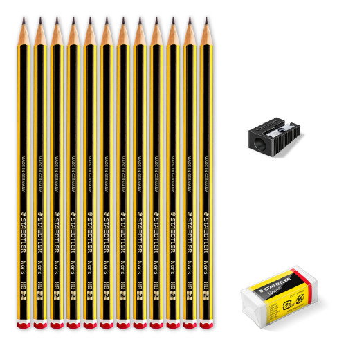 Staedtler Noris 120 Lápices de Grafito HB Edición Limitada 120 Aniversario con Sacapuntas y Goma
