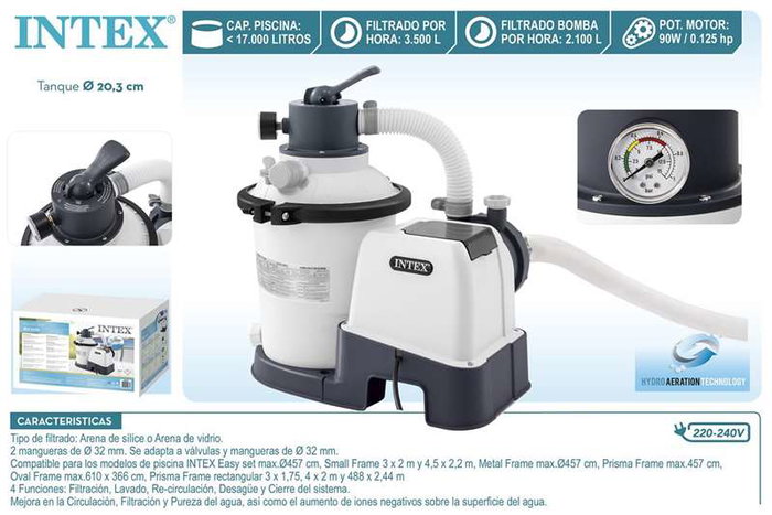 Intex SX925 Depuradora Filtro Arena 220-240V 3.500 L/h Intex SX925 Depuradora Filtro Arena 220-240V 3.500 L/h