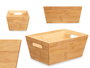 Kinvara Caja Multiuso de Bambú con Asas - Dimensiones: 25 x 12 x 15 cm, Color Natural (Set de 12)