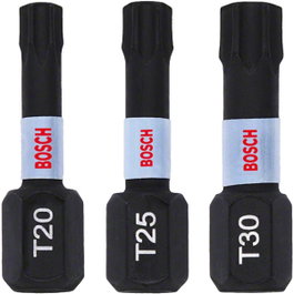 Bosch Juego de 3 Puntas Impact Pro Torx T20, T25, T30 25mm
