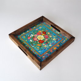 Aberto Design Bandeja REF057 - Madera Maciza, 35 x 35 x 4 cm - Elegante y Funcional para Decoración del Hogar
