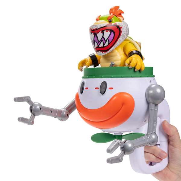 Jakks Pacific Figura de Acción Premium Bowser Jr. 13 cm con Clown Car Interactivo - Juguete de PVC Super Mario Galaxy