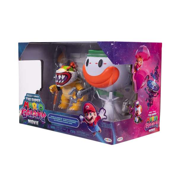 Jakks Pacific Figura de Acción Premium Bowser Jr. 13 cm con Clown Car Interactivo - Juguete de PVC Super Mario Galaxy