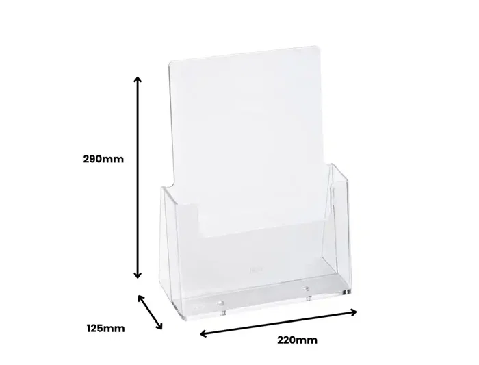 Archivo 2000 Expositor Sobremesa Portafolletos 1 Compartimento A4 Vertical Fondo Cajetín 38 mm Poliestireno Transparente