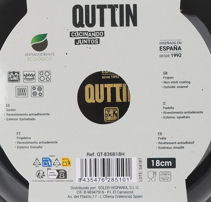 Inde Quttin Avin Sartén Esmaltada 18 cm (Pack de 6 Unidades)