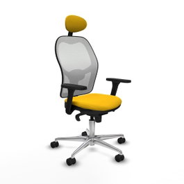 PIQUERAS Y CRESPO Silla de oficina Jorquera, Tela Amarillo y Malla Blanco