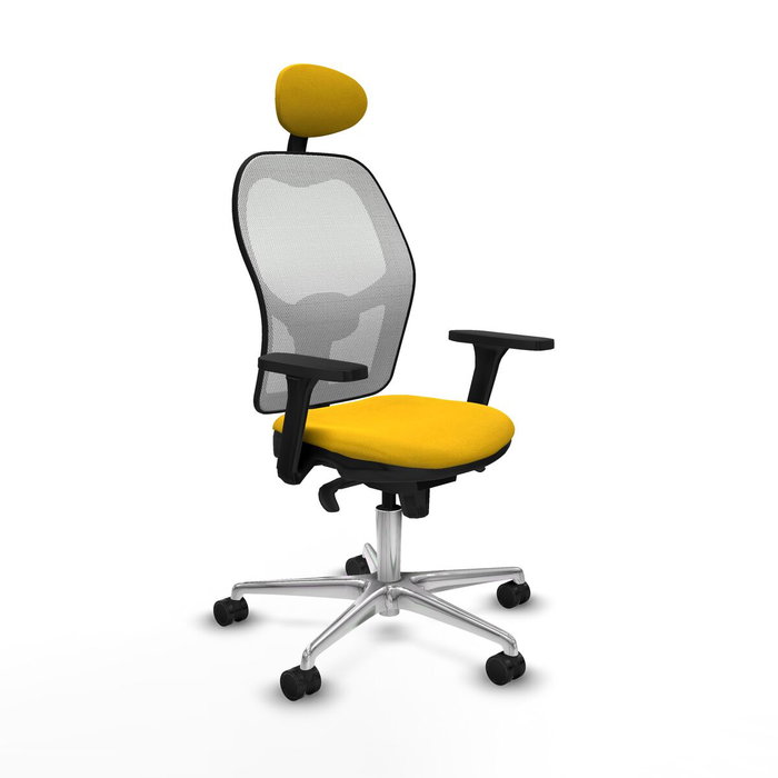 PIQUERAS Y CRESPO Silla de oficina Jorquera, Tela Amarillo y Malla Blanco PIQUERAS Y CRESPO Silla de oficina Jorquera, Tela Amarillo y Malla Blanco