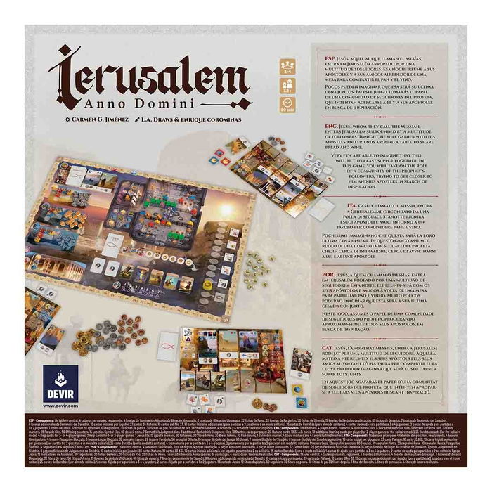 Devir Juego de Mesa Ierusalem Anno Domini - Juego de Tablero Estratégico y Narrativo, Ambientado en Jerusalén Año 33, para 1-4 Jugadores, 90 Minutos, Edad +12, en Español