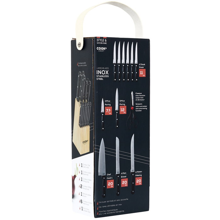 Cook Concept Bloque Con 11 Cuchillos Y Tijera De Acero Inoxidable De 13 Piezas