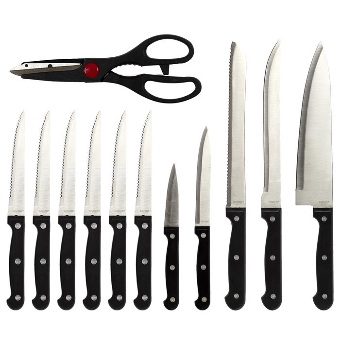 Cook Concept Bloque Con 11 Cuchillos Y Tijera De Acero Inoxidable De 13 Piezas