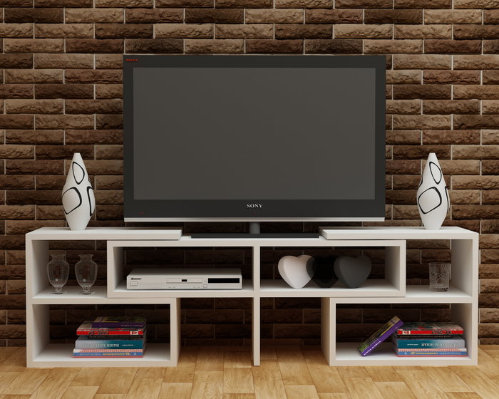 Hanah Home Soporte TV Blanco Moderno Escandinavo 136.8cm