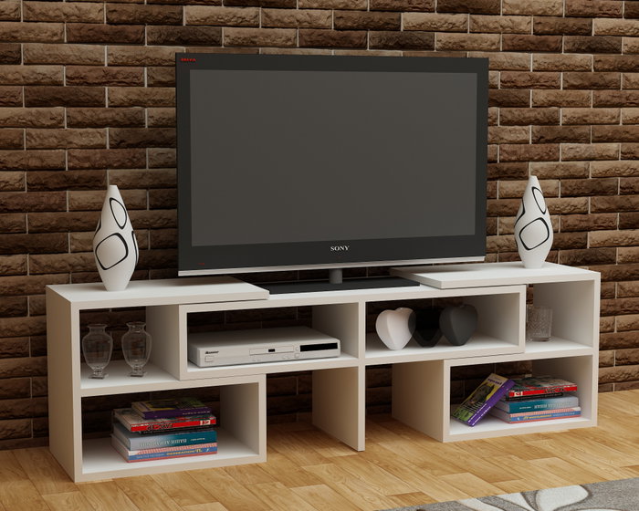 Hanah Home Soporte TV Blanco Moderno Escandinavo 136.8cm