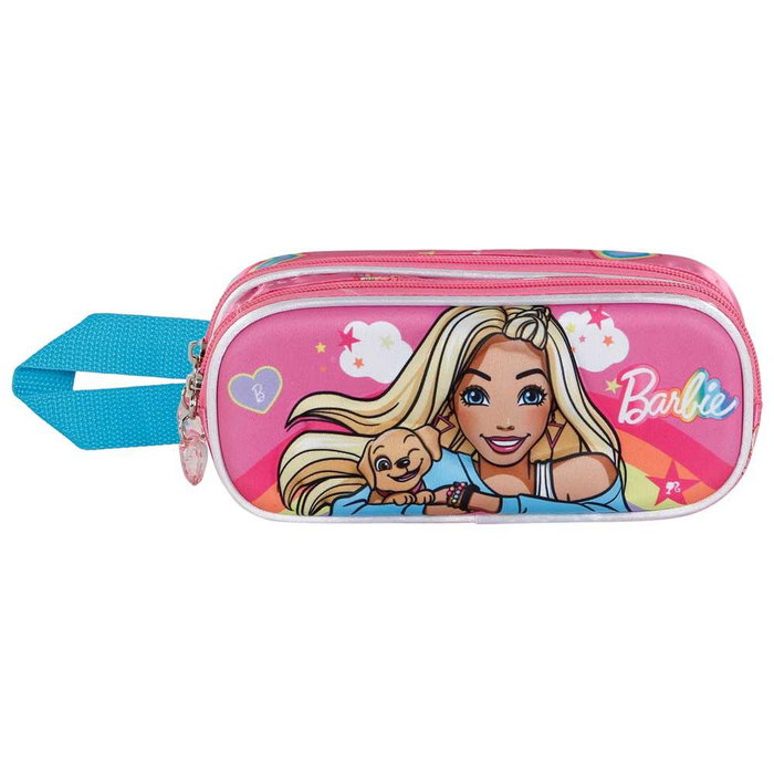 Estuche Portatodo 3D Doble Rainbow Barbie Rosa