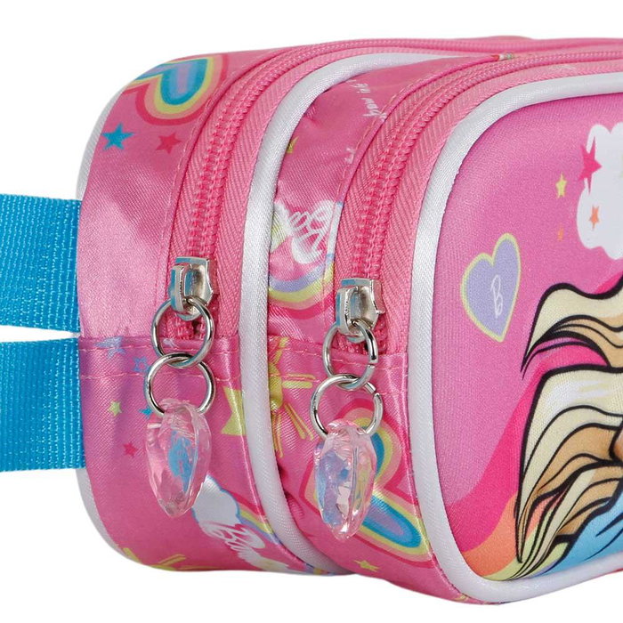 Estuche Portatodo 3D Doble Rainbow Barbie Rosa