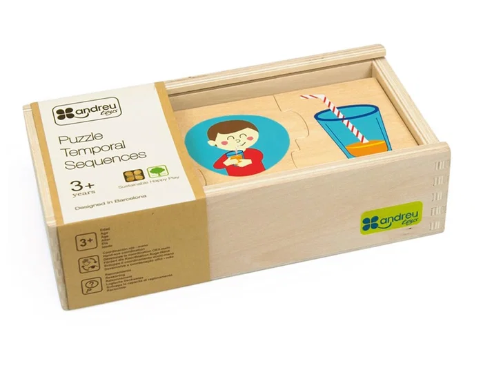 Andreutoys Puzle de Madera Secuencias Temporales, 10 Puzles, 24x12x6.5 cm