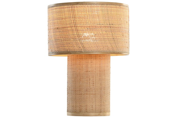 DKD Home Decor Lámpara de Sobremesa de Bambú Marrón Natural 28x28x38 cm