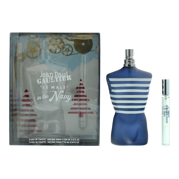 Jean Paul Gaultier Set Le Male In The Navy Eau De Toilette para Hombre, 125 ml + 10 ml