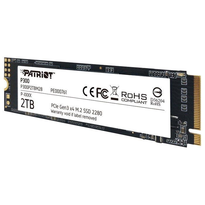 Patriot P300 2TB SSD M.2 NVMe PCIe 3.0 x4 - Velocidad Lectura 2100 MB/s, Escritura 1650 MB/s, P300 PE761