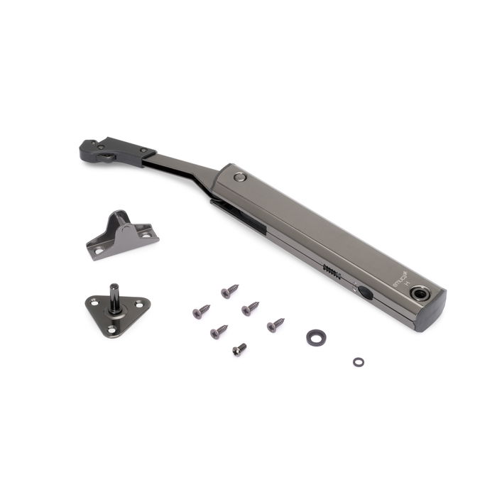 Emuca Compás para puertas elevables Altius One, Rango de fuerza 1440-2200, Acero, Titanio Emuca Compás para puertas elevables Altius One, Rango de fuerza 1440-2200, Acero, Titanio