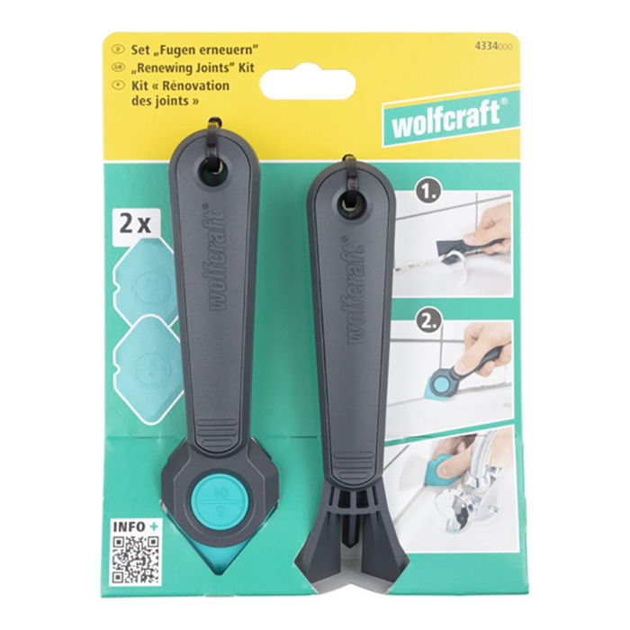 Wolfcraft 4334000 Juego Reparación Juntas (4 Piezas) - Rascador y Perfilador para Silicona