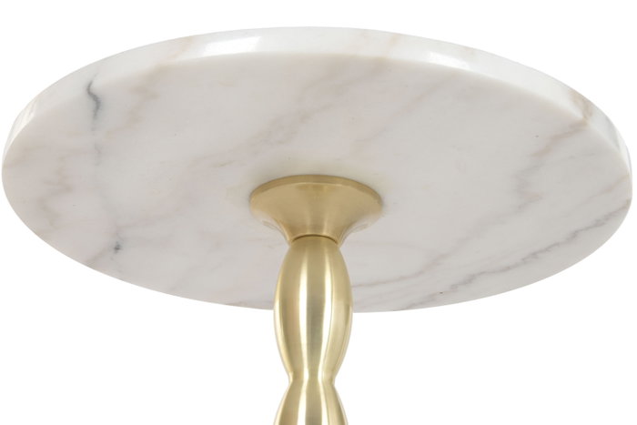 DKD Home Decor Mesita Auxiliar de Mármol y Metal Blanco y Dorado