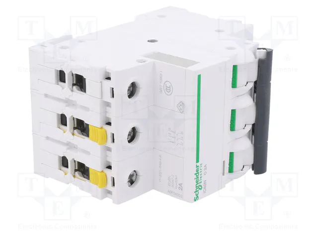 SCHNEIDER ELECTRIC iC60N Interruptor magnetotérmico 3 polos 2A Caract C SCHNEIDER ELECTRIC iC60N Interruptor magnetotérmico 3 polos 2A Caract C