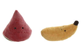 DKD Home Decor Sujetapuertas Tropicales Plátano Sandía Poliéster Amarillo Rojo 27 x 9 x 18 cm (2 Unidades)