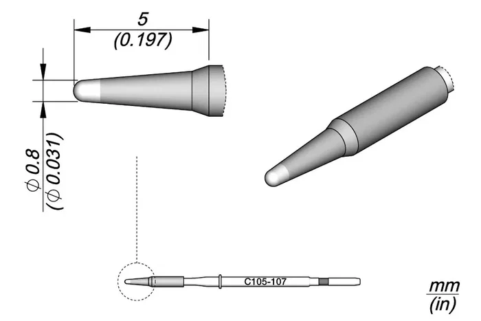 JBC TOOLS Punta de soldadura tipo cono 0,8mm