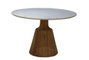DKD Home Decor Mesa de Comedor de Acacia y Mármol 115x115x76 cm Blanco