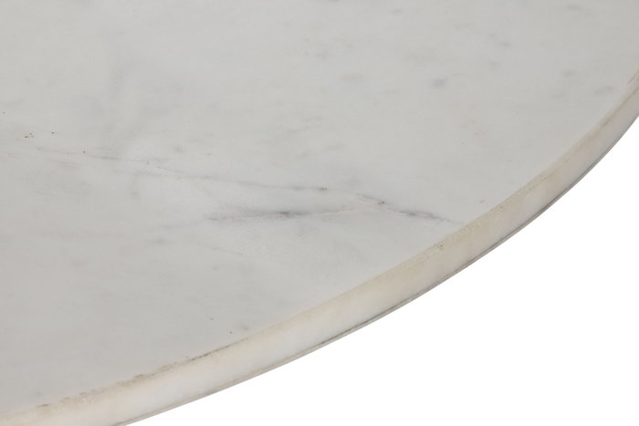 DKD Home Decor Mesa de Comedor de Acacia y Mármol 115x115x76 cm Blanco