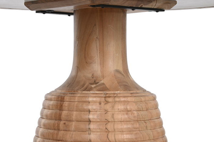 DKD Home Decor Mesa de Comedor de Acacia y Mármol 115x115x76 cm Blanco
