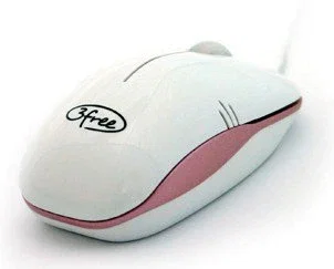 3free Ratón Óptico USB 800 DPI Modelo 3F-MCM101/WP - Diseño Ergonómico Compacto y Plug & Play, Blanco y Rosa