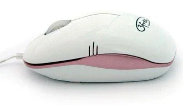 3free Ratón Óptico USB 800 DPI Modelo 3F-MCM101/WP - Diseño Ergonómico Compacto y Plug & Play, Blanco y Rosa