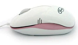 3free Ratón Óptico USB 800 DPI Modelo 3F-MCM101/WP - Diseño Ergonómico Compacto y Plug & Play, Blanco y Rosa