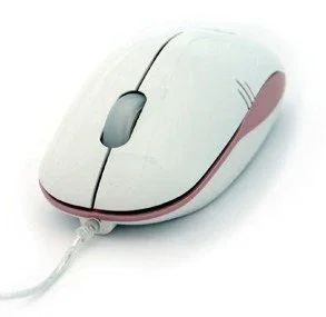3free Ratón Óptico USB 800 DPI Modelo 3F-MCM101/WP - Diseño Ergonómico Compacto y Plug & Play, Blanco y Rosa