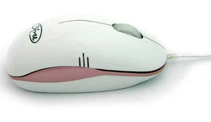 3free Ratón Óptico USB 800 DPI Modelo 3F-MCM101/WP - Diseño Ergonómico Compacto y Plug & Play, Blanco y Rosa