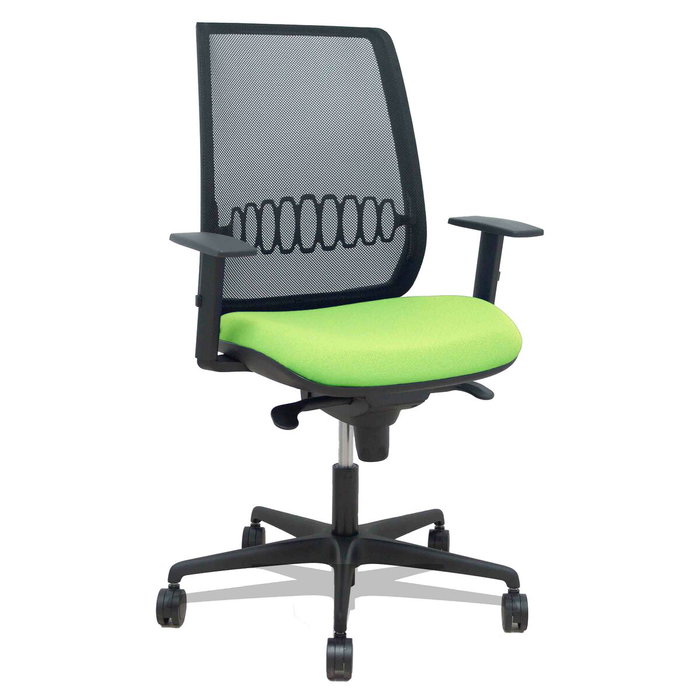 Piqueras y Crespo Silla Alares con mecanismo sincro, malla negra y asiento pistacho