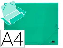 Liderpapel Carpeta 34963 con Gomas y Solapas, Polipropileno, DIN A4, Verde Translucido