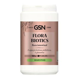 GSN Flora Biotics Probiótico y Prebiótico con L-Glutamina para Apoyo Intestinal 180 Gr