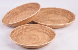 DKD Home Decor Centro de Mesa de Junco Marrón Natural 42x42x8 cm de Estilo Tropical de Hecho a Mano