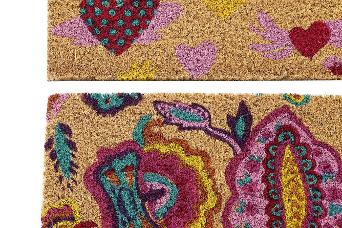 DKD Home Decor Felpudo Multicolor Fibra Coco y Goma Pasley 40 x 60 x 1.5 cm (2 Unidades)