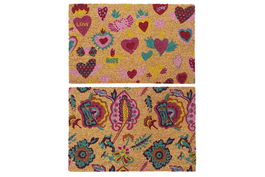 DKD Home Decor Felpudo Multicolor Fibra Coco y Goma Pasley 40 x 60 x 1.5 cm (2 Unidades)