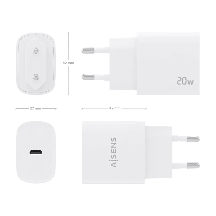 Aisens Cargador USB-C 20W PD3.0 Blanco A110-0752 Aisens Cargador USB-C 20W PD3.0 Blanco A110-0752