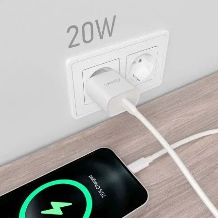 AISENS - CARGADOR USB-C PD3.0 1 PUERTO 1xUSB-C 20W, BLANCO