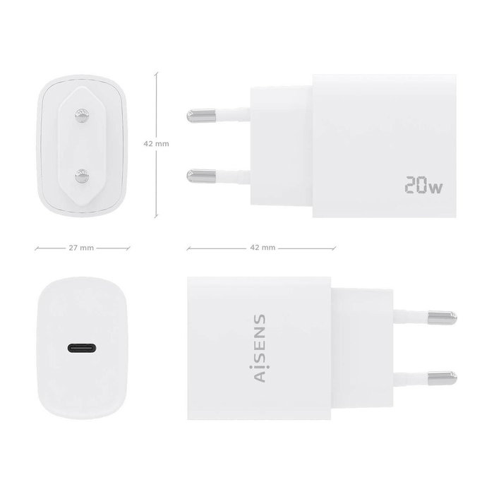 Aisens Cargador USB-C 20W Blanco A110-0752