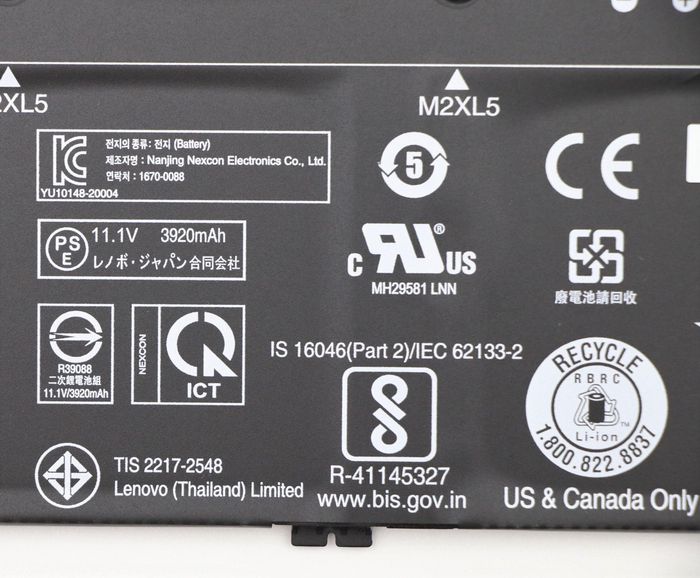 Lenovo LG L19L3PD5 Batería Recargable de 3 Celdas, 11,1V, 4050mAh, 45Wh