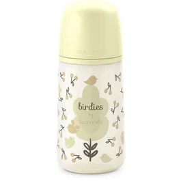 Suavinex Biberón Birdies - Tetina SX Pro M - 270 ml - Para bebés de 3 a 6 meses - Color Beige